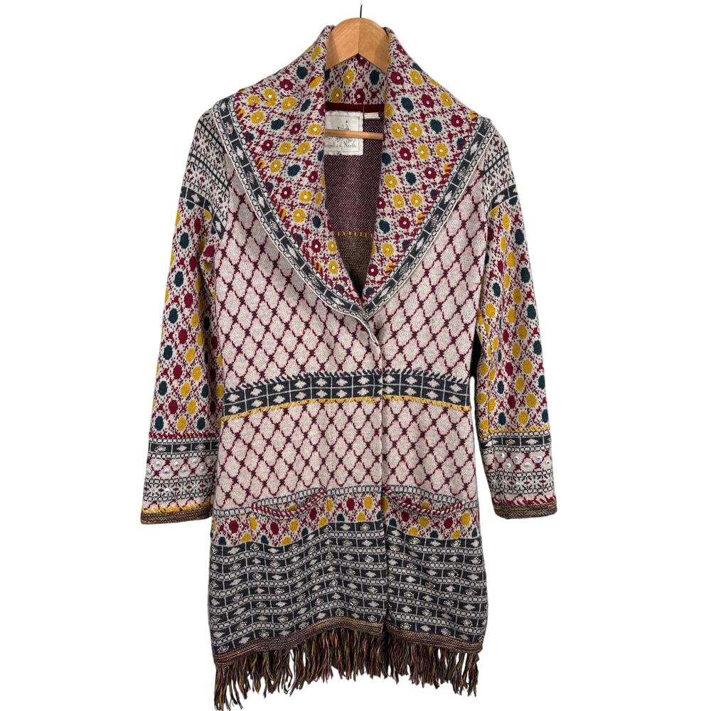 Angel of the North Anthro Sweater Cardigan Women's Size Small‎ Lambswool Knit